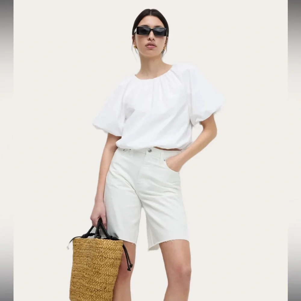 H&M Bubble Hem Puff Sleeve - Blouse - white - Picture 5 of 10